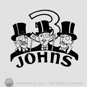 Three gentlemen with top hats; word JOHNS written bellow.