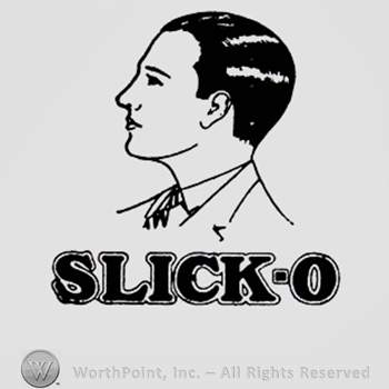 Word SLICK-O written bellow a gentelman's head.