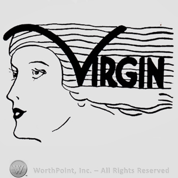 Woman's head and word Virgin written next.