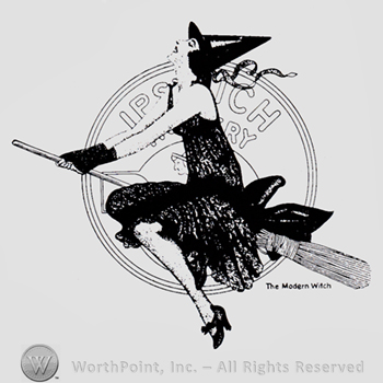 Young witch on her broom.