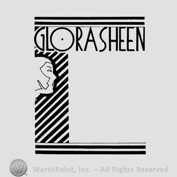 Word GLORASHEEN written above a woman's head.