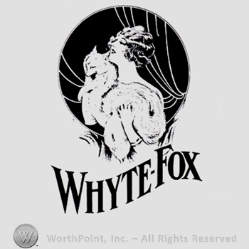 WHYTE-FOX written bellow the picture of a woman with a fox in her arms.