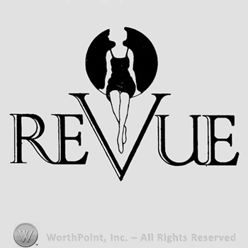 Woman in dress and word REVUE written bellow.