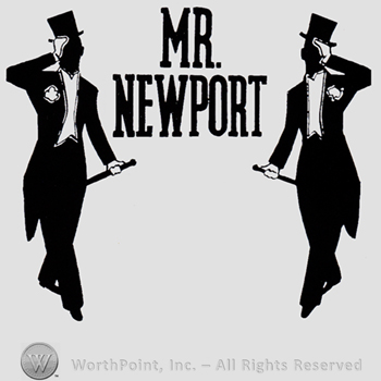 Two gentlemen next to written word MR. NEWPORT.