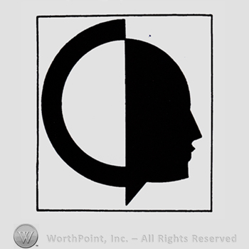 Human face and letter C all inside a square.