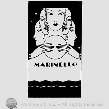 Five women's face, two hands and a globe; word MARINELLO written bellow.