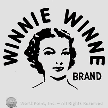 Woman's face and written words WINNIE WINNE BRAND above.
