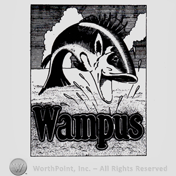 Big fish above word WAMPUS, all inside a square.