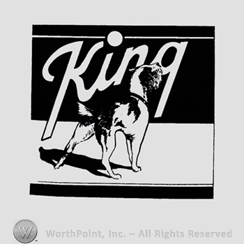 Dog and word KING written above.