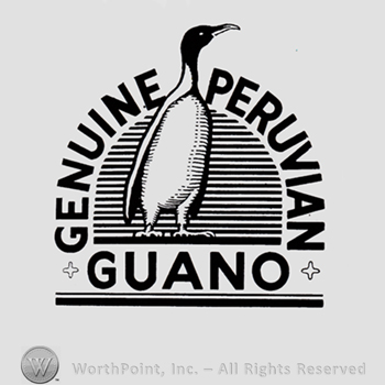 Penguin and words GENUINE PERUVIAN GUANO written around.