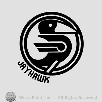 Bird inside a circle and word JAYHAWK written bellow.