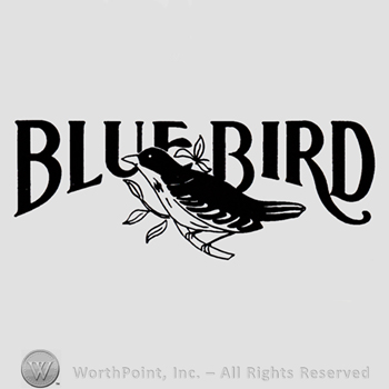 Bird on a branch; word BLUE BIRD written above.