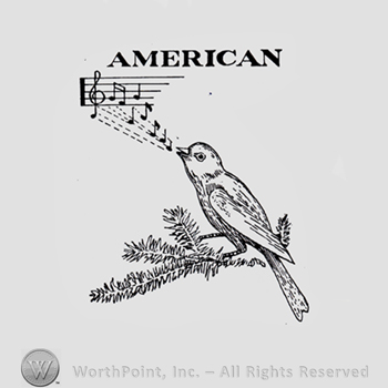 Singing bird on a branch; word AMERICAN written above.