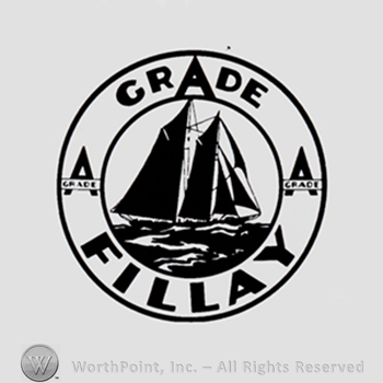 Ship inside a circle; words CRADE FILLAY written on the edge.