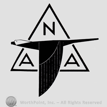 Eagle over a triangle and initials ANA inside.