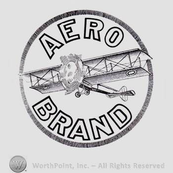 A plane inside a circle and word AERO BRAND written above and bellow.