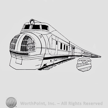 Engine and a shield with words STREAMLINED FLIER written on.