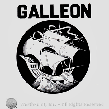 Ship inside a circle and word GALLEON written above.