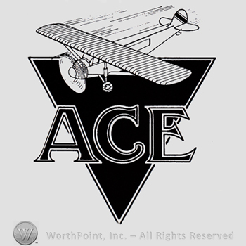 Plane, black triangle and word ACE.