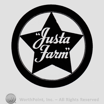 Star inside a circle; words JUSTA FARM written inside.