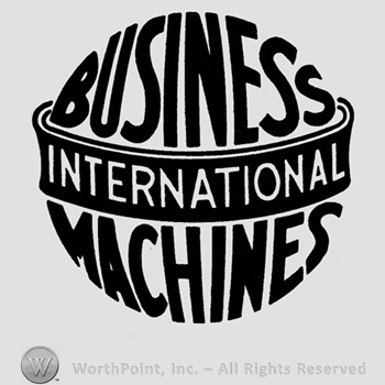 Words BUSINESS INTERNATIONAL MACHINES written in the shape  of a globe.