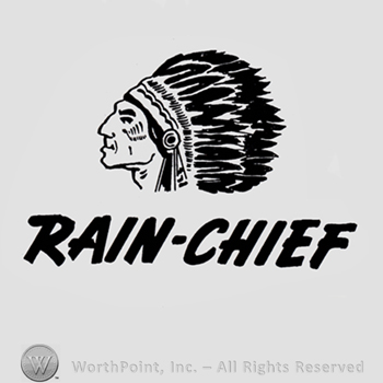 Indian chief and words RAIN-CHIEF written bellow.