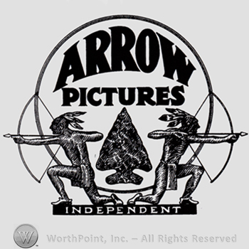 Two indians with bow, a tree between them, words ARROW PICTURES written above and INDEPENDENT written bellow.