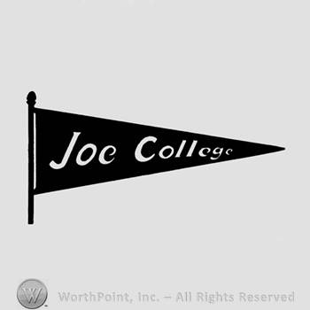Words JOE COLLEGE written on a flag.