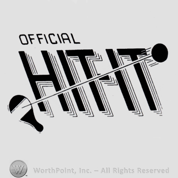 Words OFFICIAL HIT-IT and a ping pong paddle.