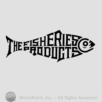 Text THE FISHERIES PRODUCTS written in the shape of a fish.