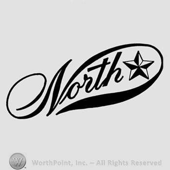 Word NORTH and a star.