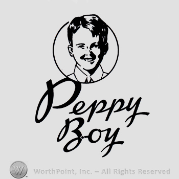 Young boy inside a circle and words PEPPY BOY written bellow.
