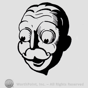 Old man face with mustache.