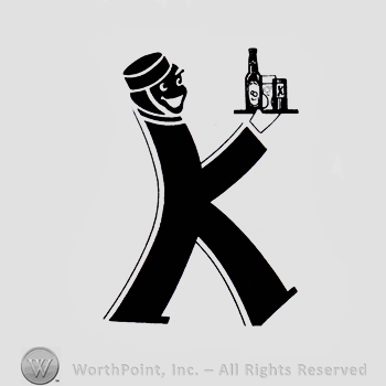 Walking letter K with head and drinks.