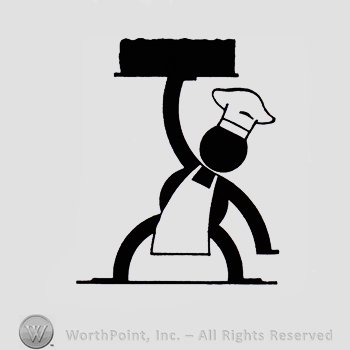 Chef with a plate above his head.