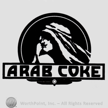 Arab man inside a circle and words ARAP COKE written bellow.