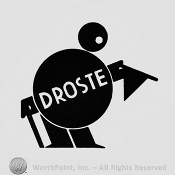 Circle with head, hands and feet; word DROSTE written inside the circle.