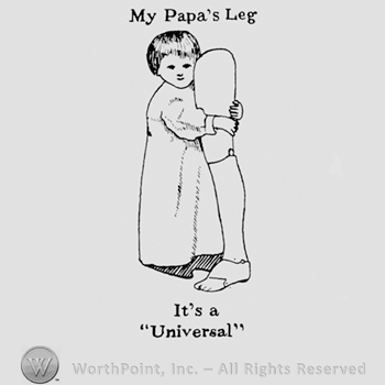 Little girl with a leg and text IT'S A UNIVERSAL, written bellow.