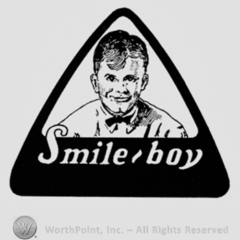Boy inside a triangle and words SMILE BOY written bellow.