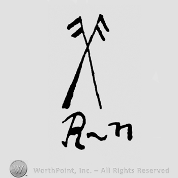 Two crossed swords over capital R minus lowercase N.