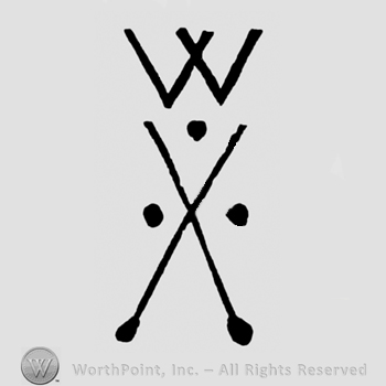 Capital W over two crossed lines or swords.