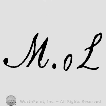 Letters M,O and L handwritten, two dots split M from O.