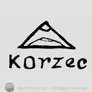 A triangle with half an oval inside above the word Korzec
