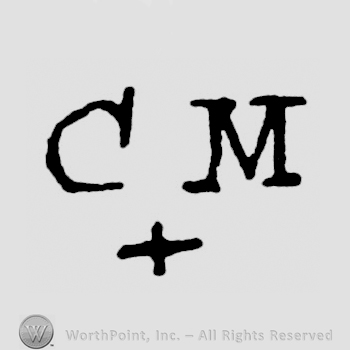 The initials C M above a cross