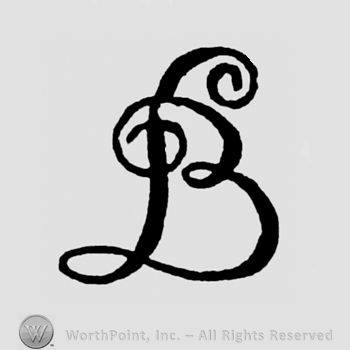 Letters LB in uppercase, handwritten, overlapped.