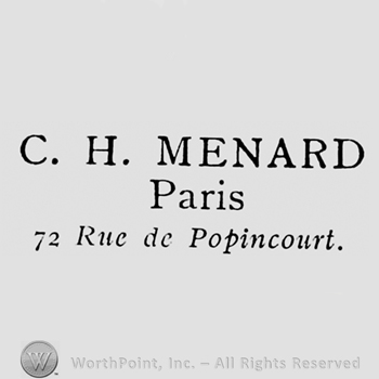 The text C H Menard Paris 72 Rue de Popincourt
