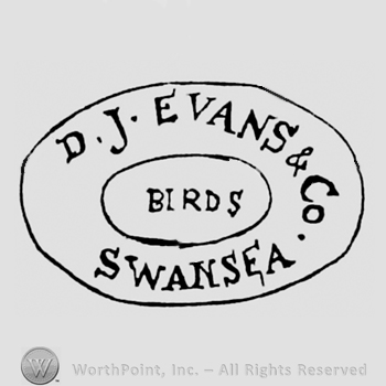 A double oval with the text D J Evans & Co Swansea Brds
