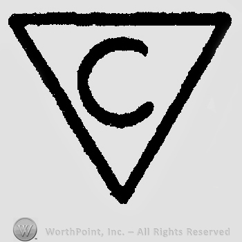 Capital letter "C" in an upside down triangle
