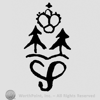 Letter S,two fir trees and a crown on top.