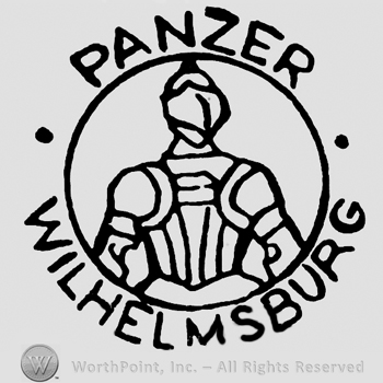 A knight inside a circle;PANZER WILHELMSBURG written.